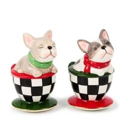 Mackenzie-Childs check it out french bulldog salt & pepper set