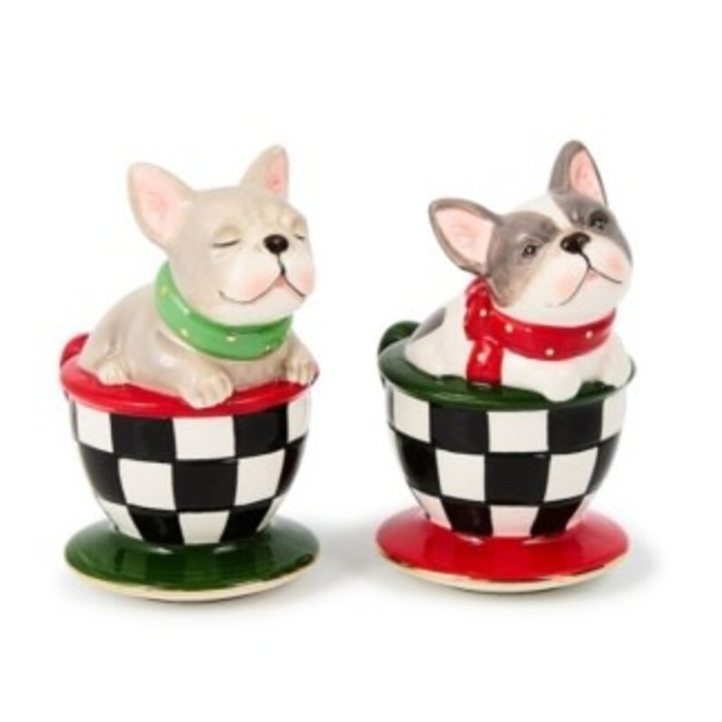 Mackenzie-Childs check it out french bulldog salt & pepper set