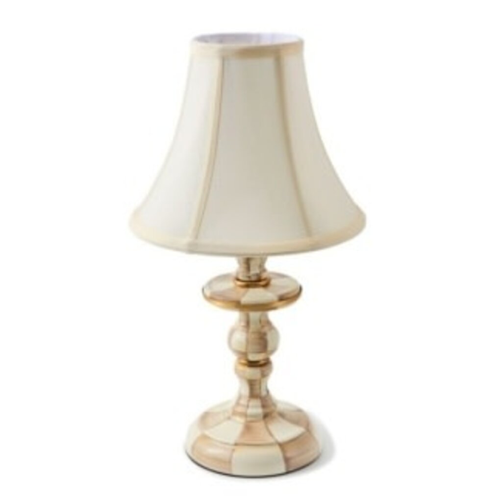 Mackenzie-Childs mocha check candlestick lamp