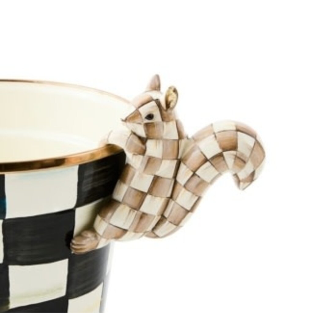 Mackenzie-Childs mocha check squirrel pot climber