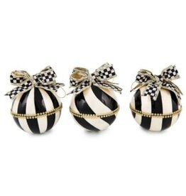 Mackenzie-Childs courtly noel stripe capiz ball ornaments, set of 3