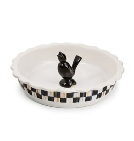 Mackenzie-Childs courtly check everyday pie plate with pie bird