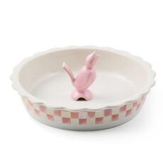 Mackenzie-Childs rosy check everyday pie plate with pie bird