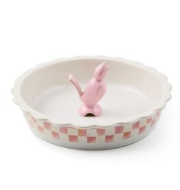 Mackenzie-Childs rosy check everyday pie plate with pie bird