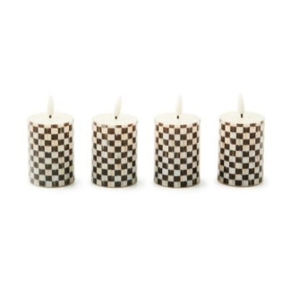 Mackenzie-Childs courtly check flameless votives, set of 4