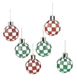 Mackenzie-Childs check it out glass ball ornaments, set of 6