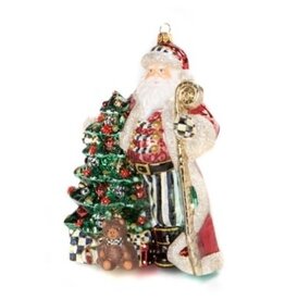 Mackenzie-Childs christmas magic santa with staff glass ornament