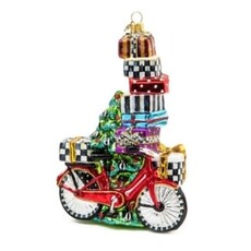 Mackenzie-Childs special delivery bike glass ornament