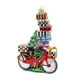 Mackenzie-Childs special delivery bike glass ornament