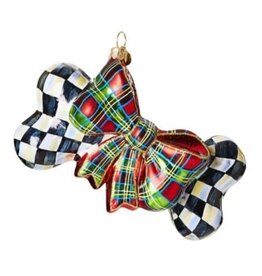 Mackenzie-Childs courtly check dog bone glass ornament