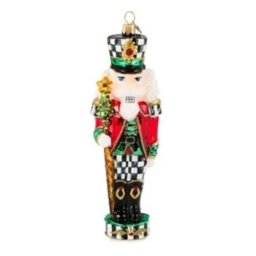 Mackenzie-Childs courtly classic nutcracker glass ornament