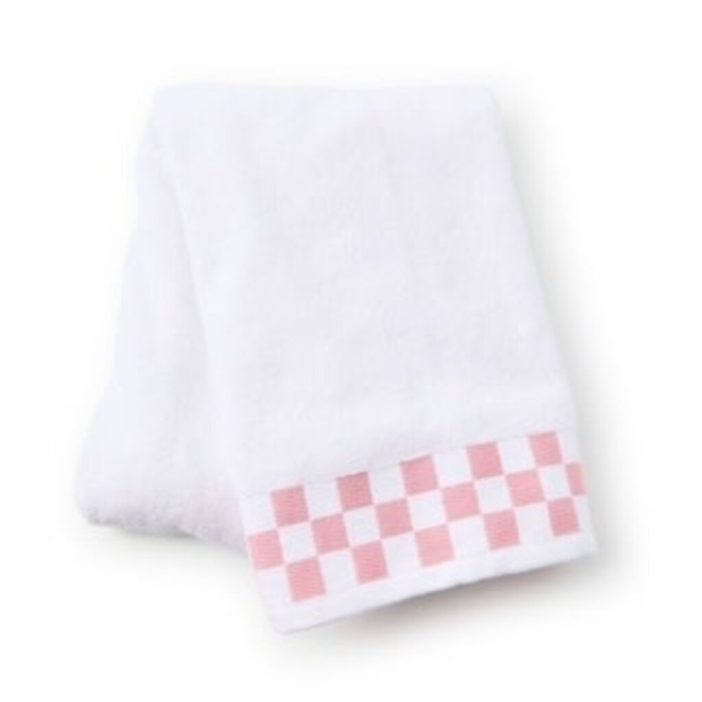 Mackenzie-Childs bath towel with rose check border