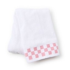 Mackenzie-Childs bath towel with rose check border