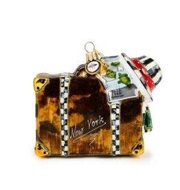 Mackenzie-Childs new york suitcase glass ornament