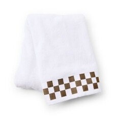 Mackenzie-Childs bath towel with mocha check border