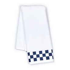 Mackenzie-Childs hand towel with navy check border
