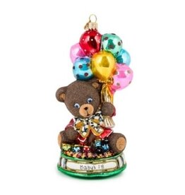Mackenzie-Childs baby's 1st balloon bear glass ornament