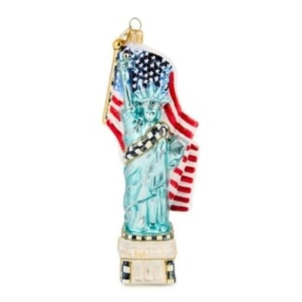 Mackenzie-Childs statue of liberty glass ornament