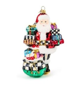 Mackenzie-Childs santa with gifts glass ornament