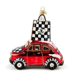 Mackenzie-Childs christmas shopping car glass ornament