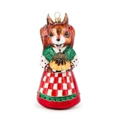 Mackenzie-Childs check it out squirrel glass ornament