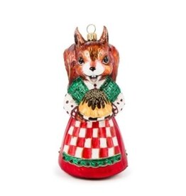 Mackenzie-Childs check it out squirrel glass ornament