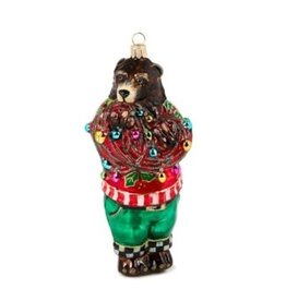 Mackenzie-Childs deck the halls bear glass ornament