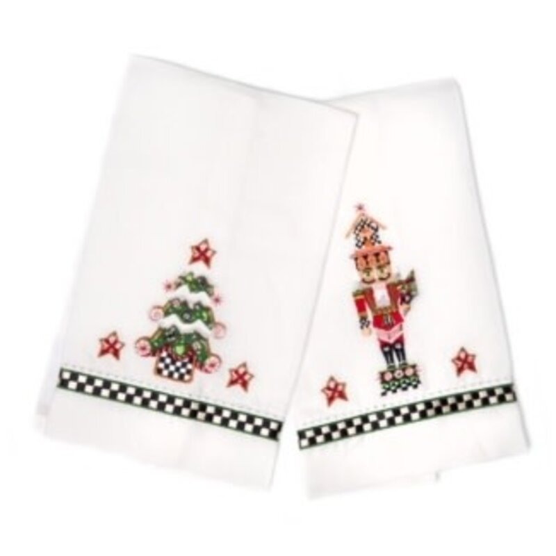 Mackenzie-Childs nutcracker & tree guest towels, set of 2