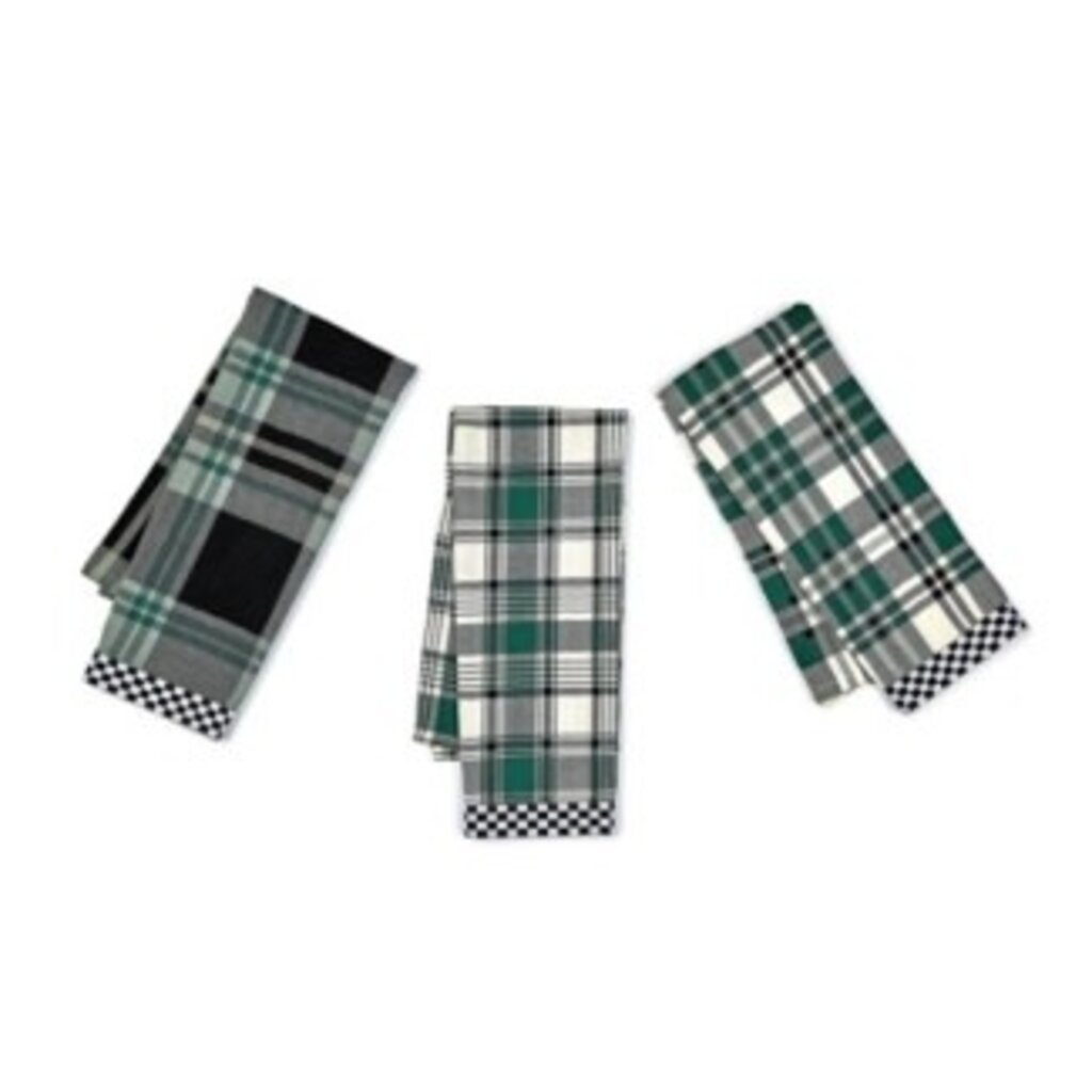 Mackenzie-Childs evergreen woven dish towels, set of 3