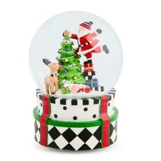 Mackenzie-Childs santa & rudolph snow globe