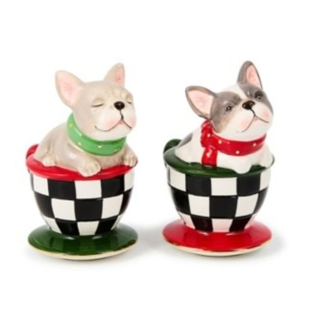 Mackenzie-Childs check it out french bulldog salt & pepper set