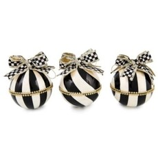 Mackenzie-Childs courtly noel stripe capiz ball ornaments, set of 3