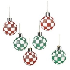 Mackenzie-Childs check it out glass ball ornaments, set of 6