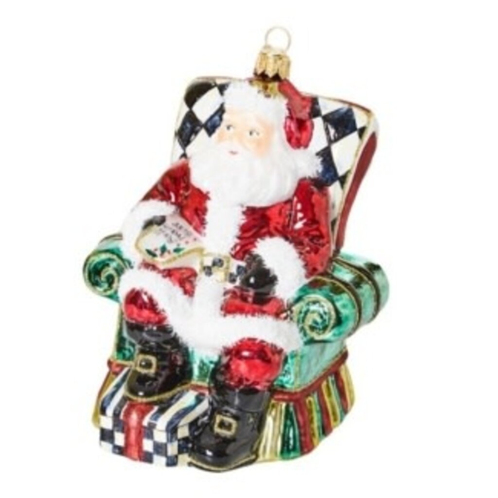 Mackenzie-Childs wish list santa glass ornament
