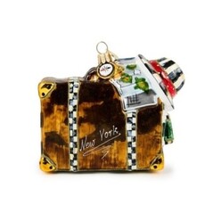 Mackenzie-Childs new york suitcase glass ornament