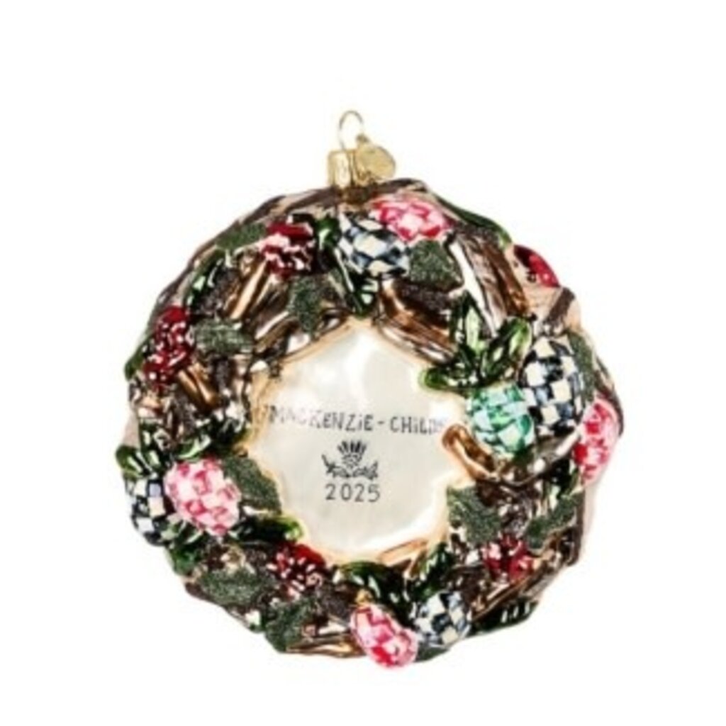 Mackenzie-Childs 2025 mackenzie-childs wreath glass ornament