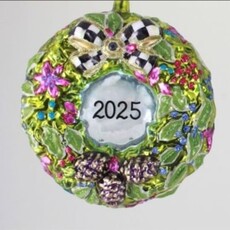 Mackenzie-Childs 2025 floral wreath glass ornament