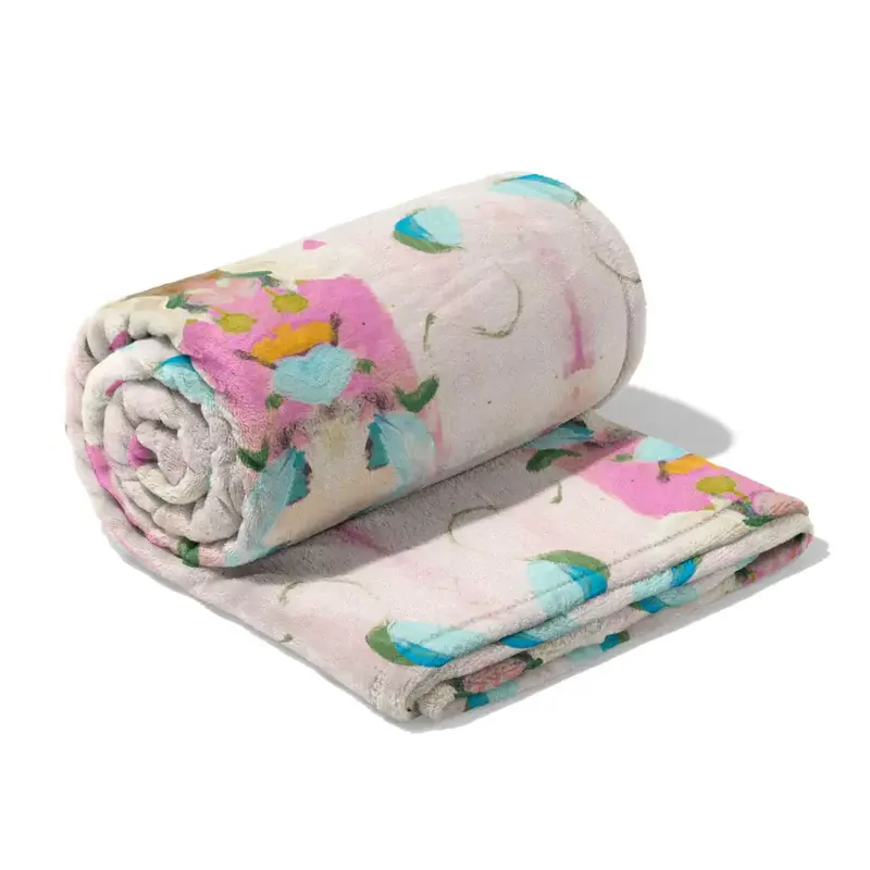 Monet's Garden Pink Fleece Blanket