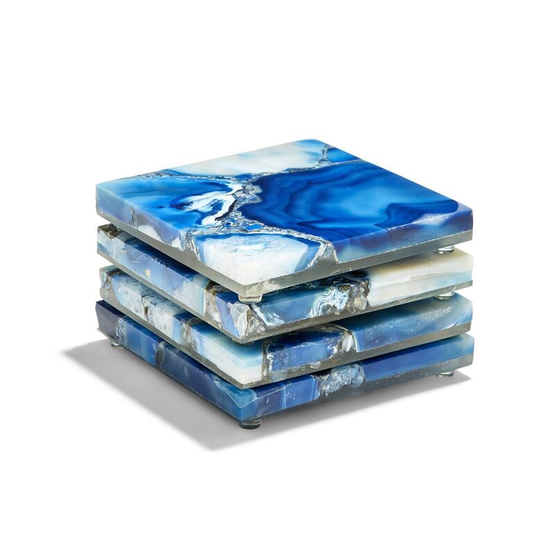 Two's Company 4 Agate Coasters with Marble base