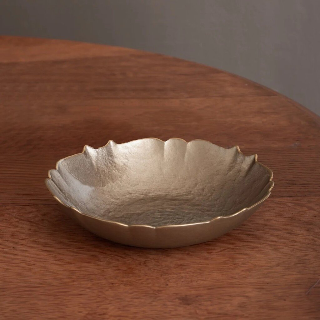 Beatriz Ball Glass Medium Round Bowl (Taupe and Gold)