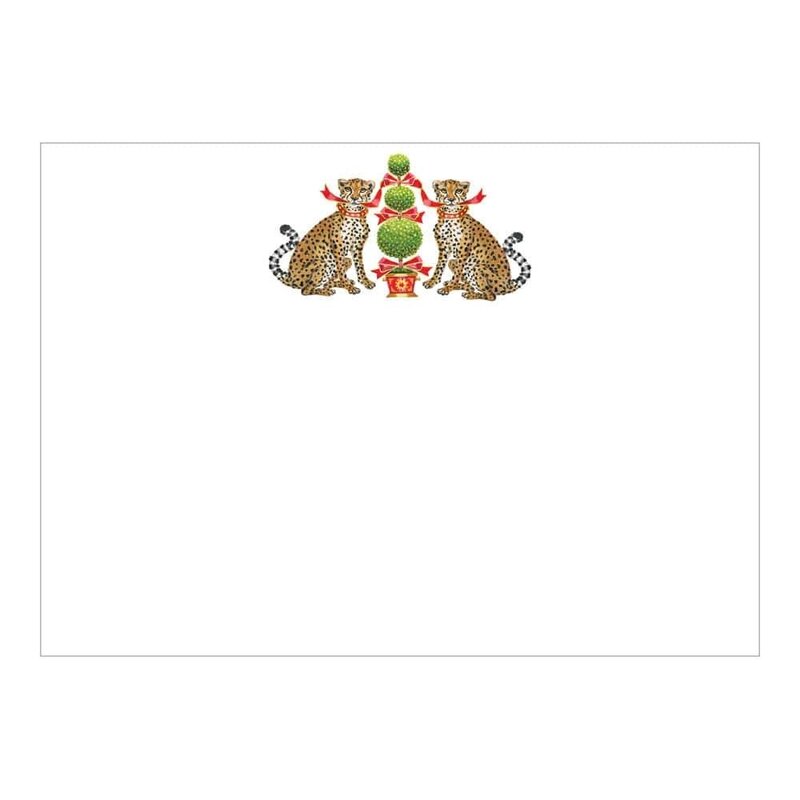 Caspari Cheetahs And Topiary Correspondence Cards - 12 Per Package