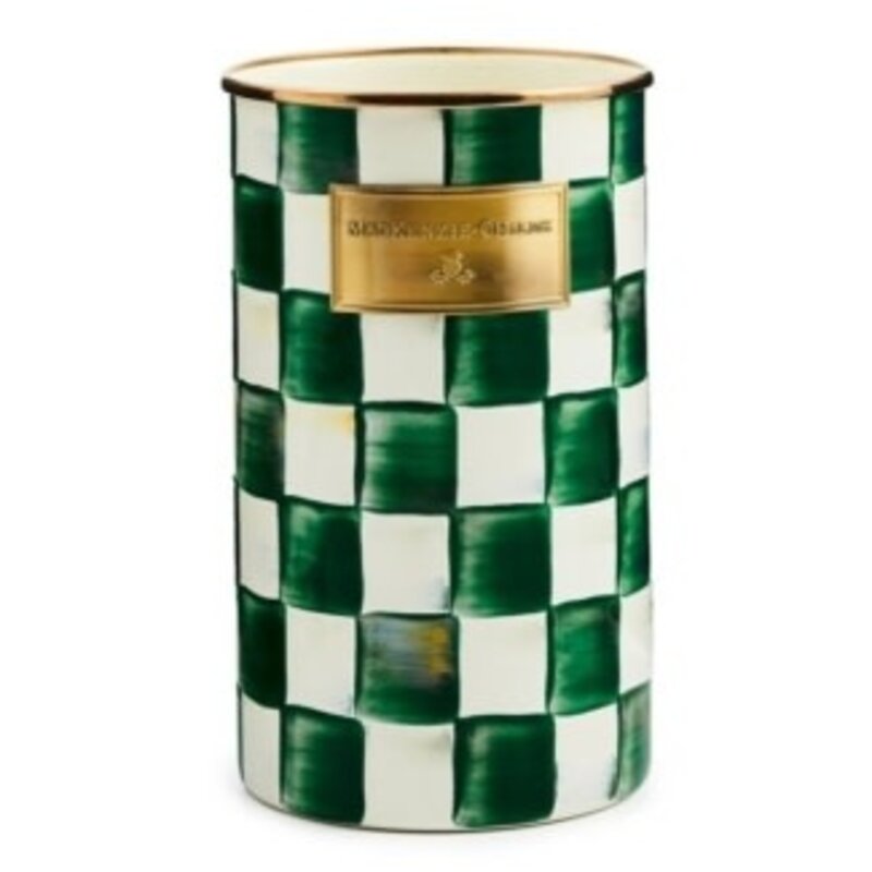 Mackenzie-Childs emerald check utensil holder