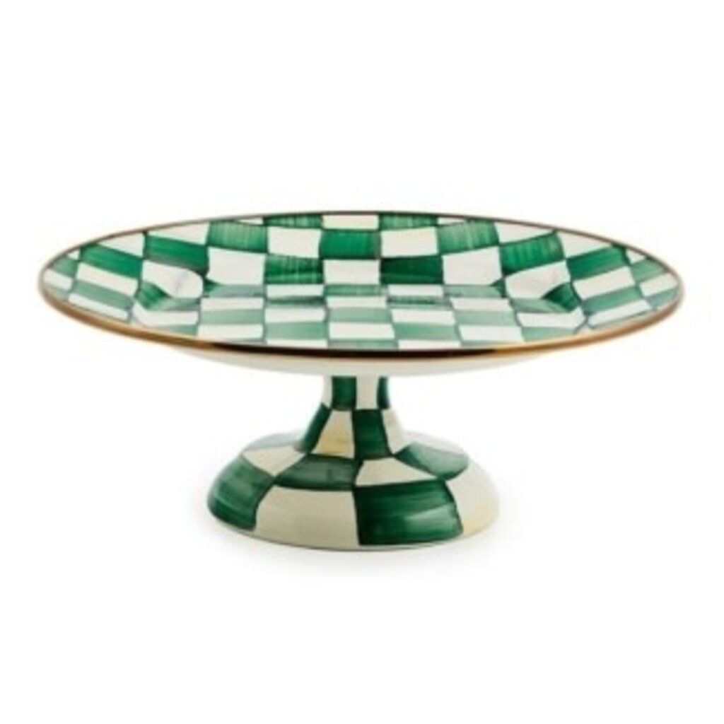 Mackenzie-Childs emerald check small pedestal platter