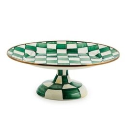 Mackenzie-Childs emerald check small pedestal platter