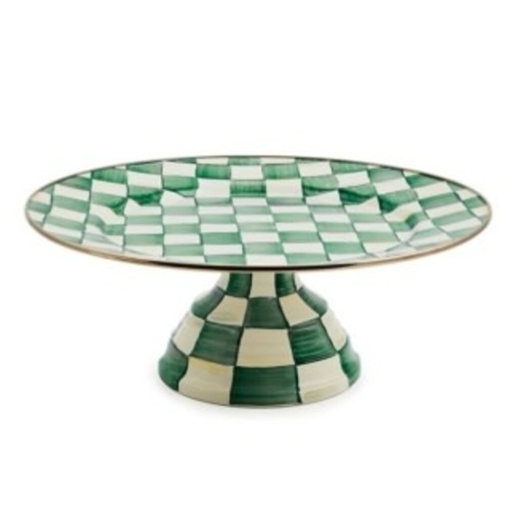 Mackenzie-Childs emerald check large pedestal platter
