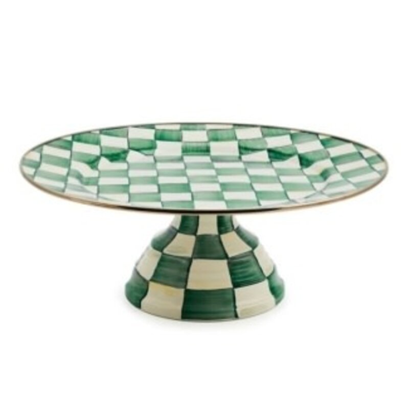 Mackenzie-Childs emerald check large pedestal platter