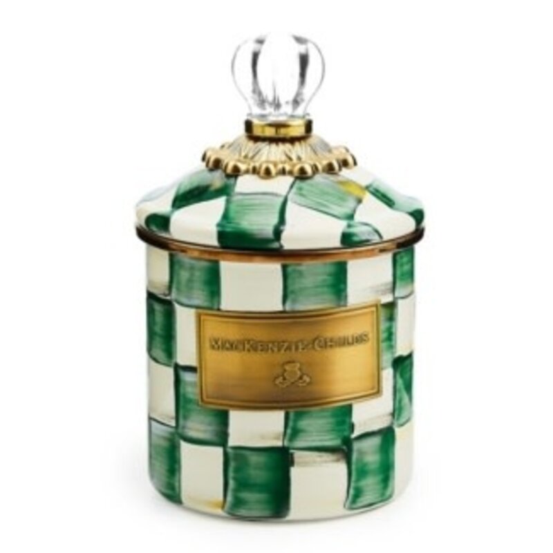 Mackenzie-Childs emerald check demi canister