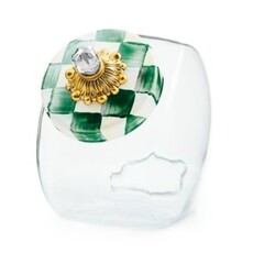 Mackenzie-Childs sweets jar with emerald check lid