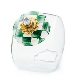 Mackenzie-Childs sweets jar with emerald check lid