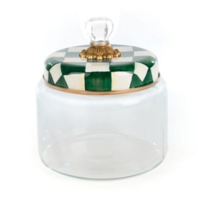 Mackenzie-Childs emerald check medium kitchen canister